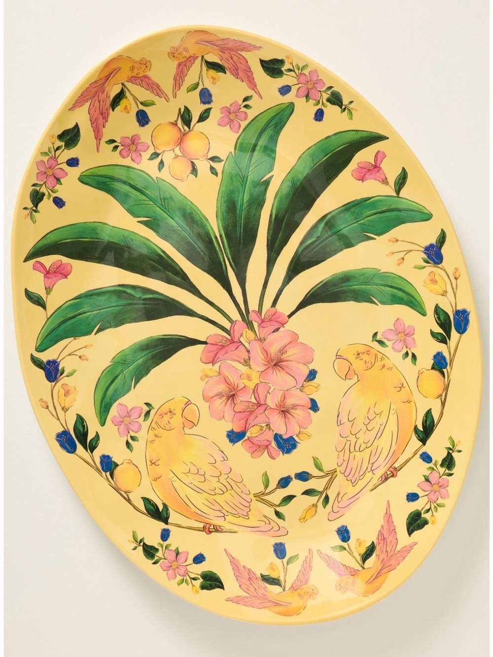 FARM Rio x Anthropologie Melamine Oval Platter|  Yellow Plate l Floral | NWT